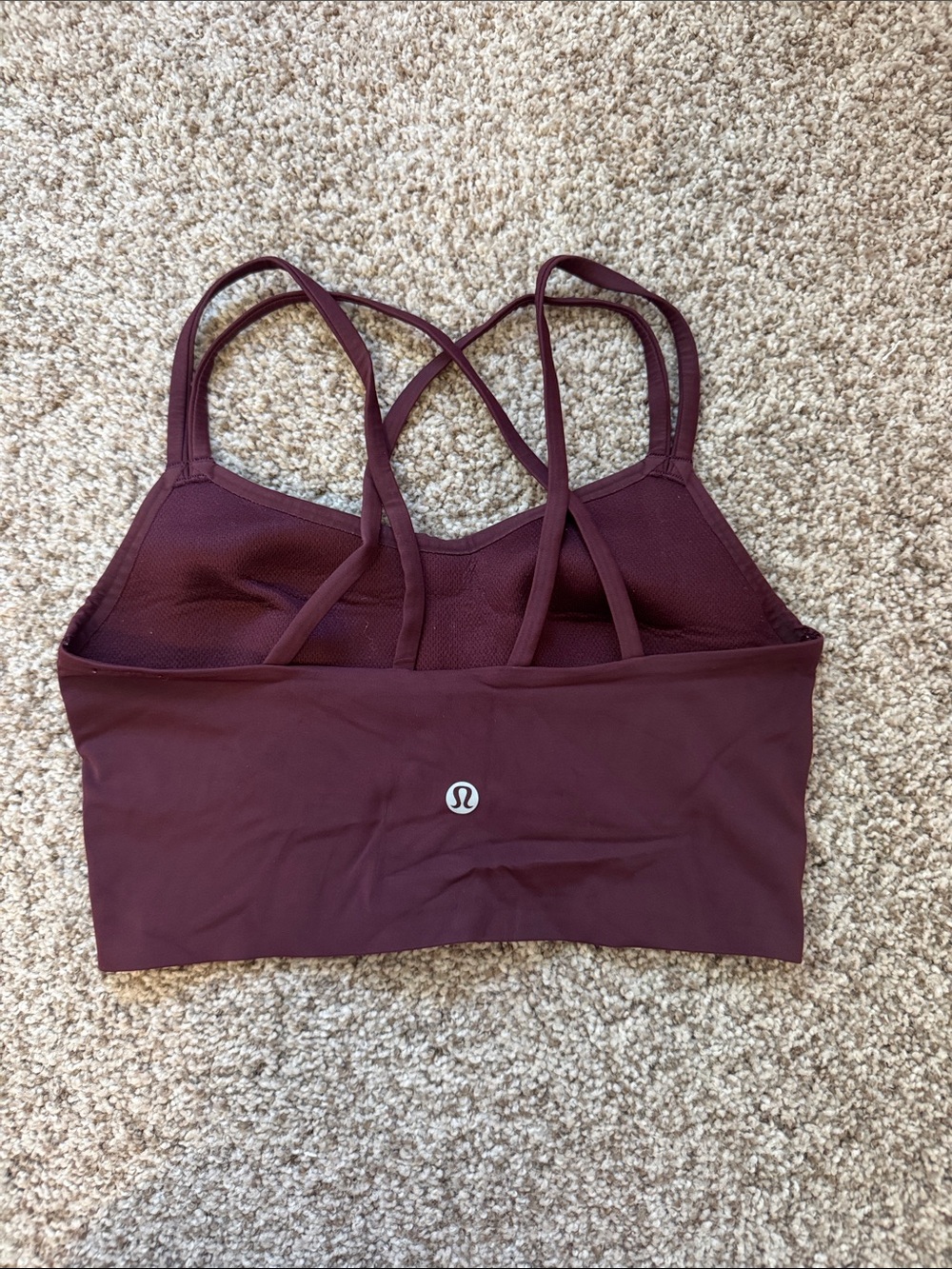 lululemon athletica Strappy Mesh-Back Sports Bra in Wine